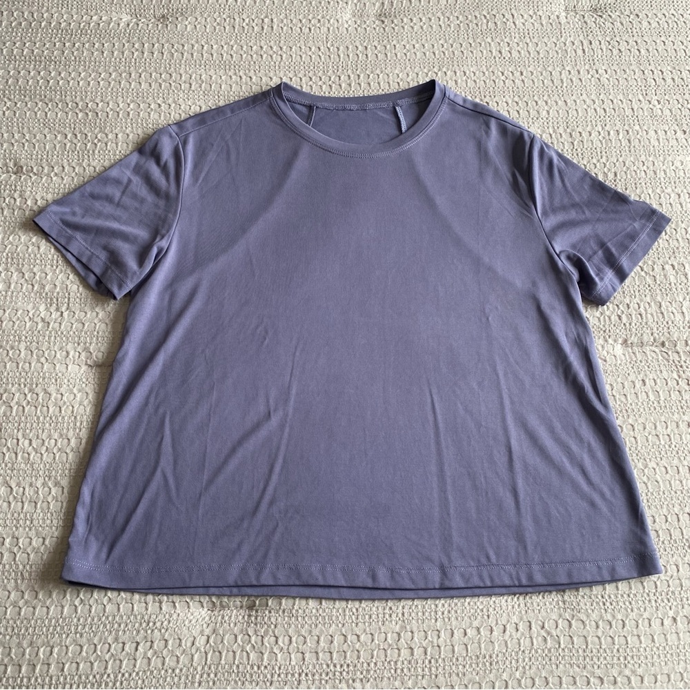 Modal Peachy Soft Aura T Shirt Short Sleeve Purple Small Oversized Boxy Fit